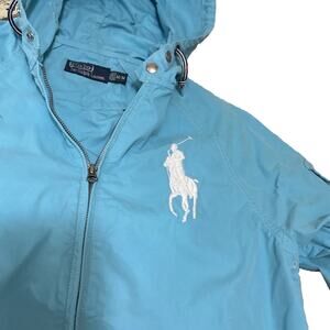 RARE POLO RALPH LAUREN AGUA Big Stitched Logo Hooded Blouson Jacket M Y2K 2000